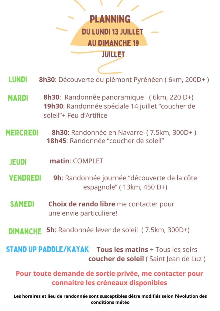 planning site 2 - Laeti'tes Balades Pays Basque